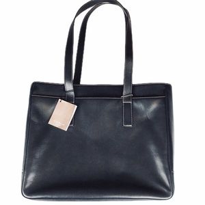 NWT Coach laptop padded shoulder bag black leather